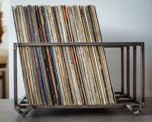 LP storage metal crate // container holds over 80 LP records