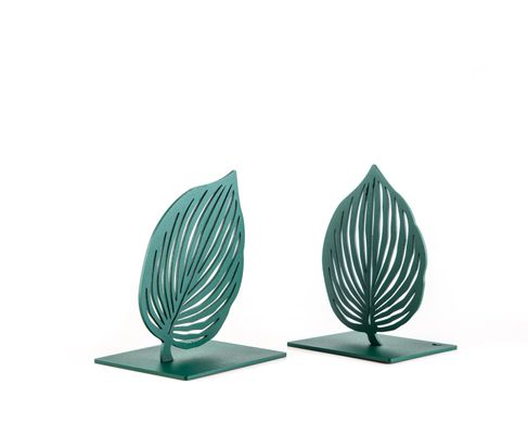 Metal Bookends "Green Leaves" by Atelier Article, Green