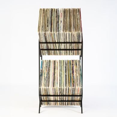 Vinyl record storage "2Romb". Modern LP record stand., Black, 120 LP model