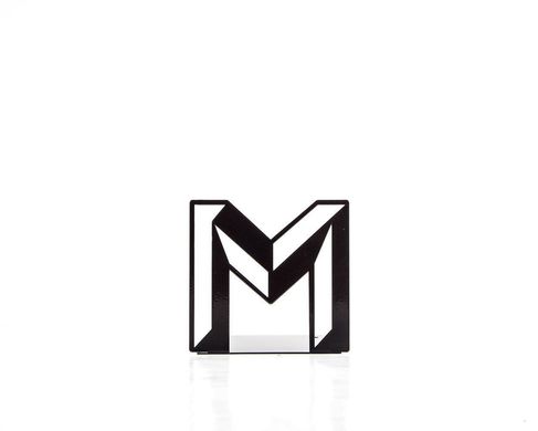 One metal bookend M -Letters are beautiful- alphabet series by Atelier Article, Black