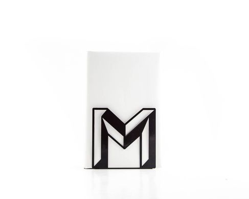 One metal bookend M -Letters are beautiful- alphabet series by Atelier Article, Black