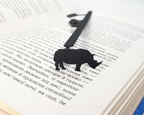 Black metal bookmark Rhinoceros