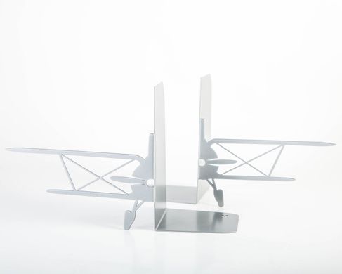 «Retro Airplane» Metal Bookends Biplane by Atelier Article, Silver