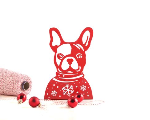 Metal Bookend // French Bulldog // Xmas edition // by Atelier Article, Red