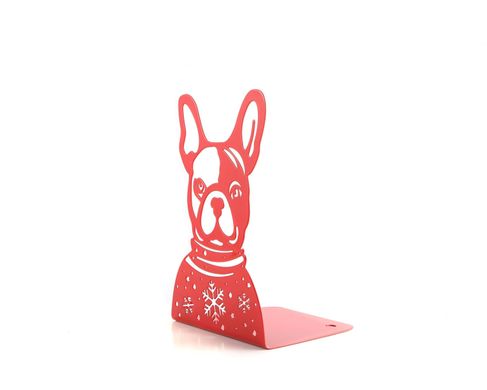 Metal Bookend // French Bulldog // Xmas edition // by Atelier Article, Red