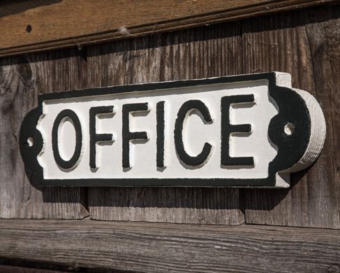 Sign // OFFICE // wooden retro style sign carved in salvaged wood hand painted // by Atelier Article, Assorted
