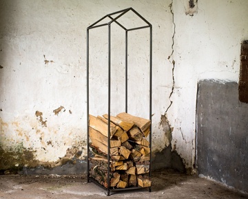 Firewood Holder // Log Storage for indoors // Hand welded Raw style // by Atelier Article, Gray