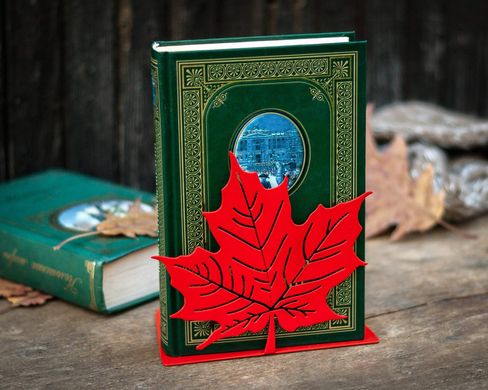 A metal bookend // Canadian Maple Leaf Red Metallic // by Atelier Article, Red
