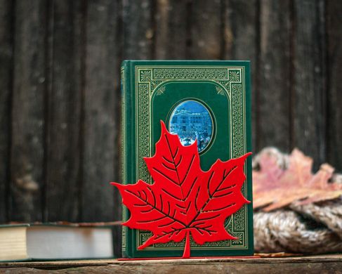 A metal bookend // Canadian Maple Leaf Red Metallic // by Atelier Article , Red