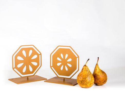 Metal Bookends "Pear Cut". functional decor by Ateleir Article, Yellow