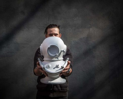 Diving helmet bust // Diver in a helmet sculpture by Atelier Article, White