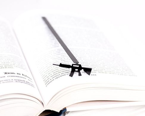 Metal Bookmark for books "Automatic Rifle" by Atelier Article, Black