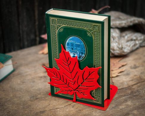 A metal bookend // Canadian Maple Leaf Red Metallic // by Atelier Article, Red
