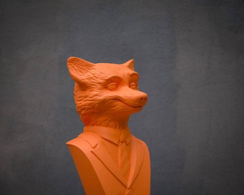 Red Fox Bust // Modern sculpture // Animal head, Orange
