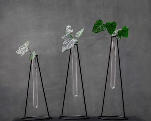 Minimalist metal wire Vase // Nordic style set of three // by Atelier Article, Black
