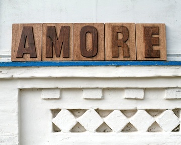 Sign "AMORE" carved letters letter press style cool decor by Atelier Article, Assorted
