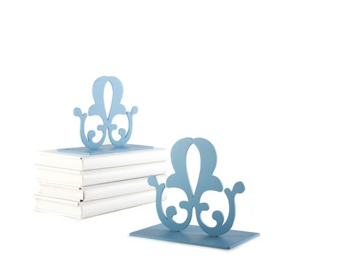 Metal Bookends "French Flower" Functional Shelf Decor by Atelier Article, Blue