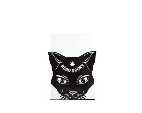 One metal bookend "Cats Read Books" by Atelier Article, Black