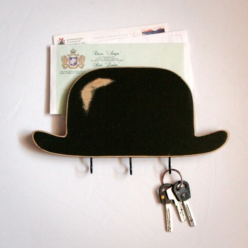 Wall Organizer // Wall Shelf for Your Keys and Letters // Bowler // by Atelier Article, Black