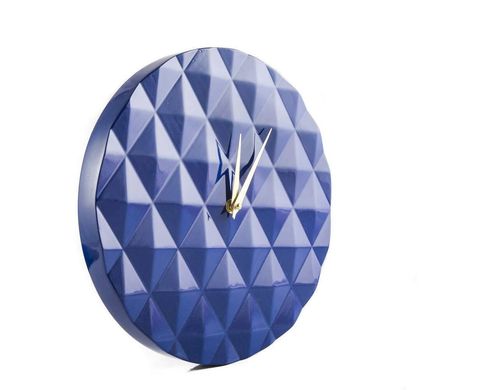 Diamond pattern round clock // Retro Mod Geometry pattern // by Atelier Article, Blue