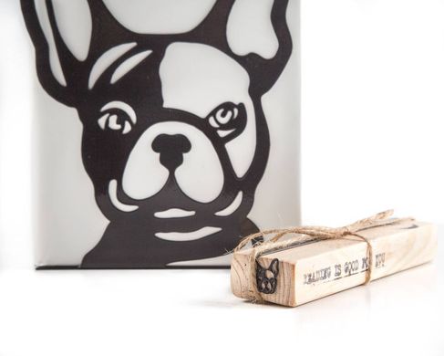 Metal Bookmark for Books "French bulldog" by Atelier Article, Black
