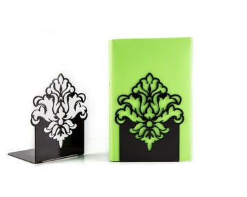 Metal Bookends "Ornament" functional shelf decor by Atelier Article, Black
