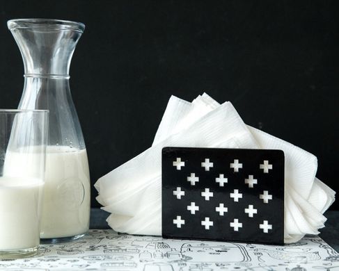 Napkin holder // dispenser // Black Swiss Crosses // by Atelier Article, Black