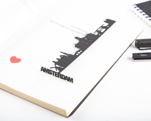 Metal bookmark Cityscape Amsterdam by Atelier Article, Black