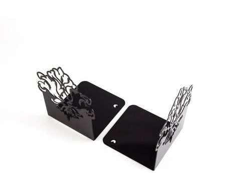 Metal Bookends "Ornament" functional shelf decor by Atelier Article, Black