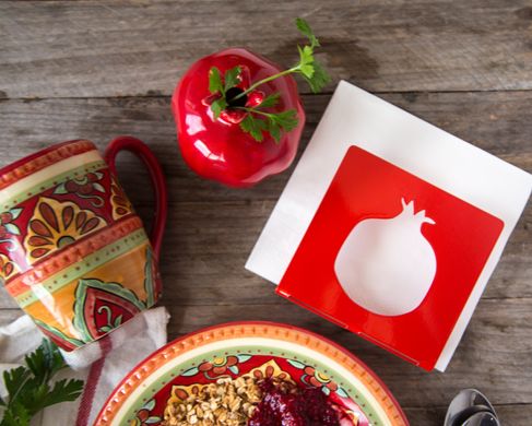 Minimalsit red metal napkin holder Pomegranate Designed and made in Ukraine by Atelier Article.