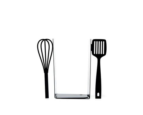 Metal Kitchen Bookends «Spatula and whisk» by Atelier Article, Black
