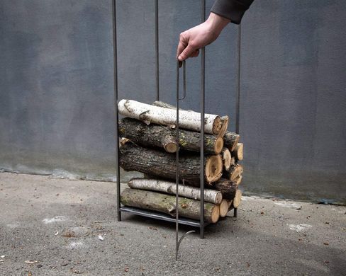 Log holder // Slim Firewood Storage for indoors or outdoors, Black