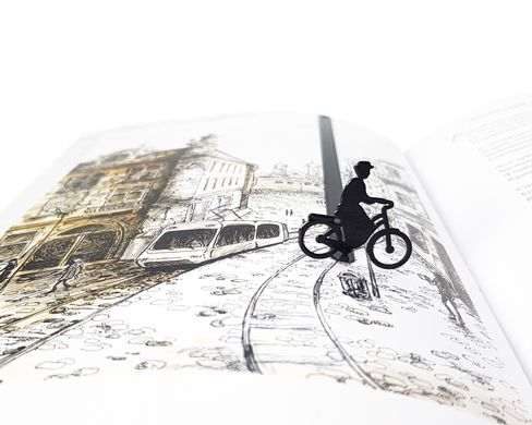 Metal Bookmark for books "Lady on a bike" by Atelier Article, Black