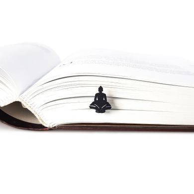Black metal bookmark Buddha with a book