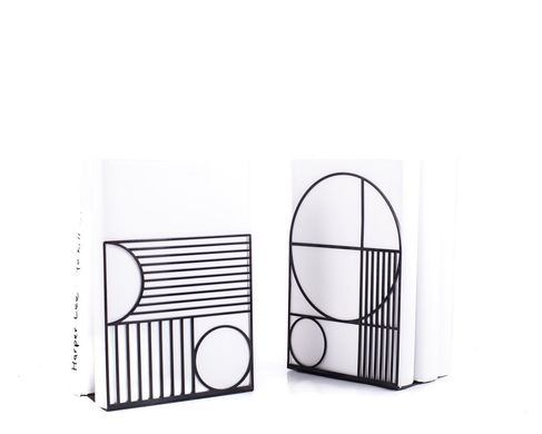Metal Bookends "Bauhaus // Patterns" by Atelier Article, Black