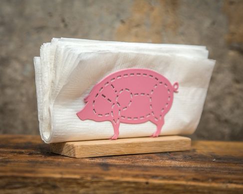 Napkin holder // PIG on a wooden base // by Atelier Article, Pink