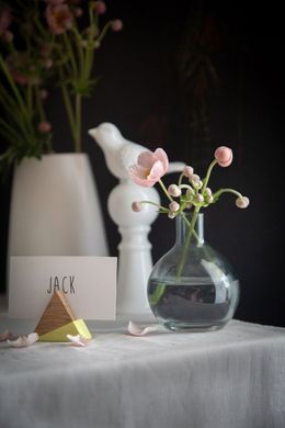 Name Card Holders - a set of 30 Triangular Wooden Place card holders by Atelier Article, Beige