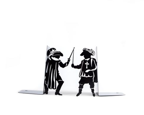 Metal bookends "Musketeers" French history inspired bookends by Atelier Article, Black