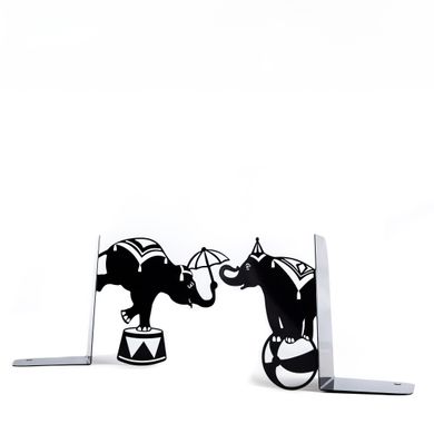 Metal Bookends "Circus Elephants" by Atelier Article, Black