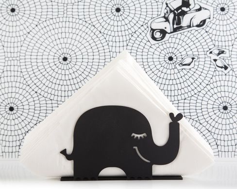 Black metal napkin holder Elephant.