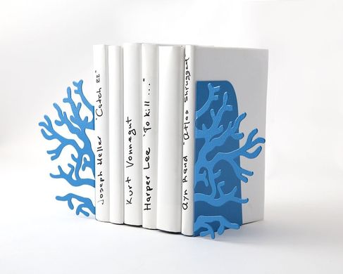 Metal Bookends "Corals Blue" by Atelier Article, Blue