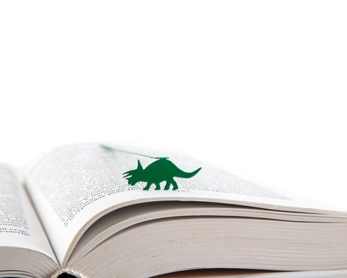 Metal bookmark "Dinosaur - Tricerator" by Atlelier Article, Green