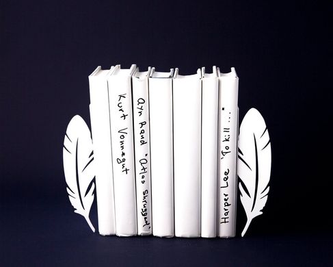 Metal Bookends "Feathers" by Atelier Article, White