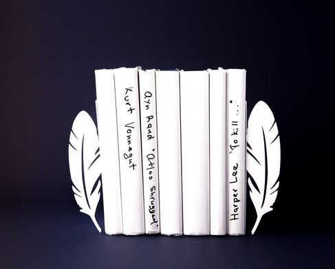 Metal Bookends "Feathers" by Atelier Article, White