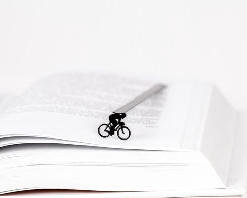 Metal Bookmark "Bike Racing" by Atelier Article, Black