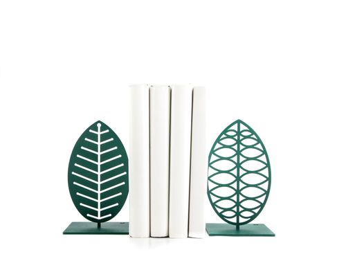Metal Bookends "Green Leaves II" by Atelier Article, Green