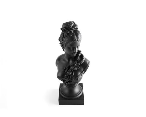Black bust // Semi Nude Young Lady // Woman After Carrier-Belleuse Chalk Bust