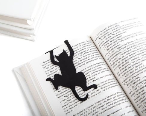 Metal bookmark "Cat's Library" by Atelier Article, Black