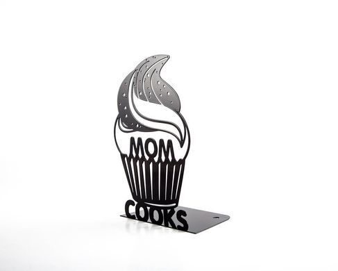 One metal kitchen bookend // Mom cooks // modern functional kitchen decor // FREE SHIPPING // Christmas // housewarming present, Black