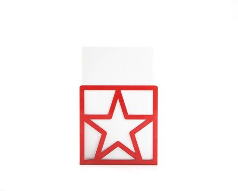 Metal bookends «Red Star» functional shelf decor by Atelier Article, Red